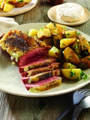 Recette - Canard rôti, croûte de saint-marcellin IGP et pommes grenailles 